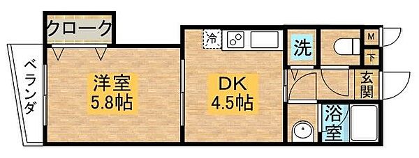 エンジェルコート白川 ｜長崎県長崎市平和町(賃貸マンション1DK・2階・26.40㎡)の写真 その2