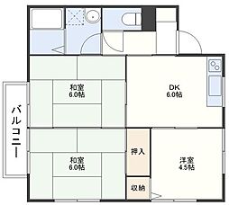 高橋コーポＢ棟 2階3DKの間取り