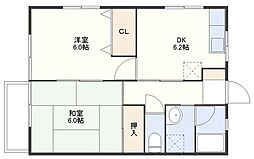 グリーンコーポ根岸2 2DKの間取図画像