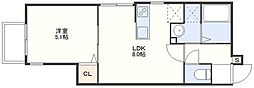 プレジール油木 1LDKの間取図画像