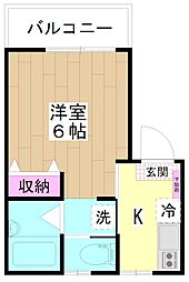 G.FlapIII（ジーフラップ3） 1階1Kの間取り