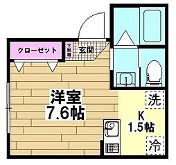 チャコール草加 3階1Kの間取り