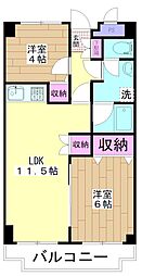 サンファミリー徳岡 2LDKの間取図画像