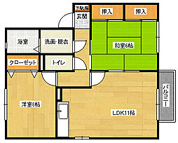 セジュール行友 2LDKの間取図画像