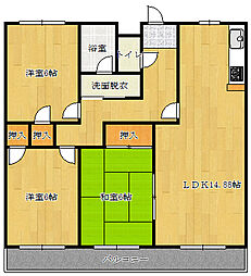 第2山幸マンション 2階3LDKの間取り