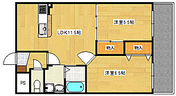 グレースKII 2階2LDKの間取り