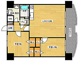 東雲マンション 2階2LDKの間取り