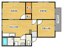 ルビーハイツ 2階3DKの間取り