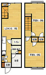 セラサス・コリス 1階2LDKの間取り