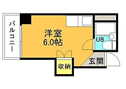 プログレス本川 3階ワンルームの間取り