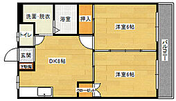キャッスルもりした 3階2DKの間取り