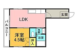 広島セントラルビル 2階1LDKの間取り