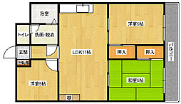 中通ビル 3階3LDKの間取り