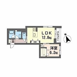 メゾンドノアール 2階1LDKの間取り