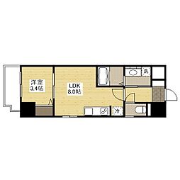 月光幟町壱番館 3階1LDKの間取り