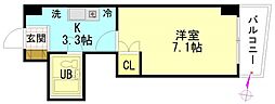 アメニティハイム 4階1Kの間取り