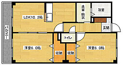 ヌーヴェル・ブリーゼ 3階2LDKの間取り