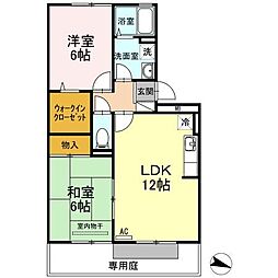 ラフィネ安芸　弐番館 1階2LDKの間取り