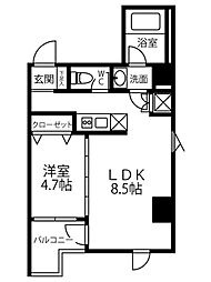 Residence Iconn KAWARAMACHI 2階1LDKの間取り
