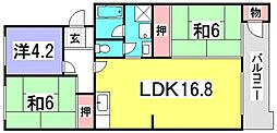 卸センターD棟 2階3LDKの間取り