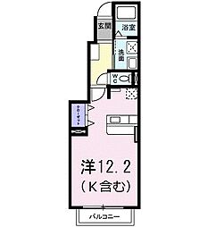 アウローラ 1階ワンルームの間取り