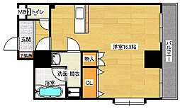 モンフレール 5階ワンルームの間取り