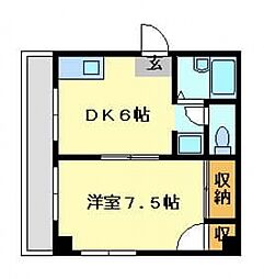 本多ビル 4階1Kの間取り