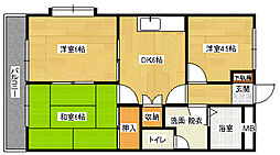 リバティハイムK 3階3DKの間取り