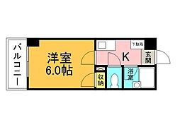アメニティ21 5階1Kの間取り