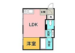 ラビングビル 2階1DKの間取り