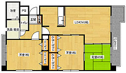 コーポラス古市 5階3LDKの間取り