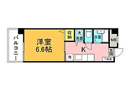 川本ビル 3階1Kの間取り