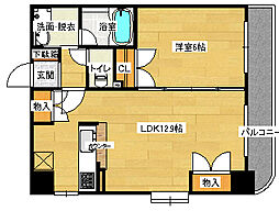 パークヒルズ天神川 9階1LDKの間取り