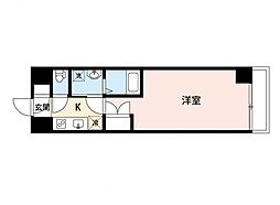 リラックス三篠町ビル 6階1Kの間取り