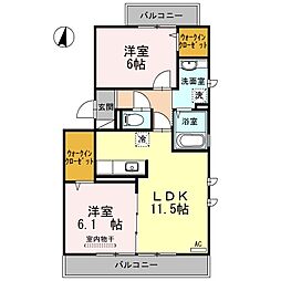 ファミール玉木 2階2LDKの間取り