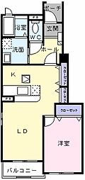 メリディオさくらI 1階1LDKの間取り