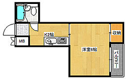 キャッツアイ本川 5階1Kの間取り
