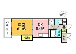 ハウスエーヌ西十日市 4階1DKの間取り