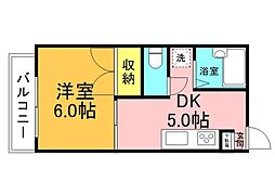 フレグランス藤井 1階1Kの間取り