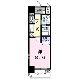 カーサ・フィオーレ中広通り 1Kの間取図画像