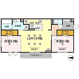 広島市安佐南区大町西3丁目アパート 2LDKの間取図画像