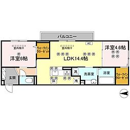広島市安佐南区大町西3丁目アパート 2LDKの間取図画像