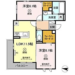 セジュール玉木E 2LDKの間取図画像