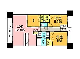 ソシオザ・プライド新白島 2SLDKの間取図画像