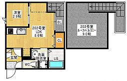グランドティック赤月 1LDKの間取図画像