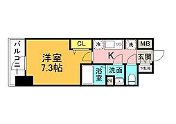 プレサンス広島中央 1Kの間取図画像