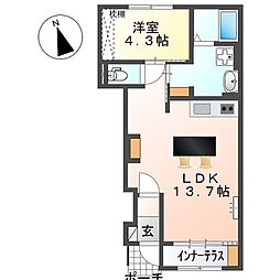 広島市安芸区船越2丁目アパート 1LDKの間取図画像
