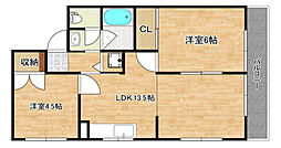 サンシャインあさひ 2LDKの間取図画像