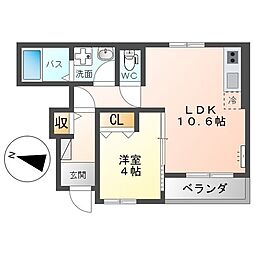 アヴァンティF 1LDKの間取図画像