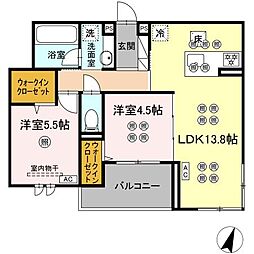ミルフォード皆実町 2LDKの間取図画像